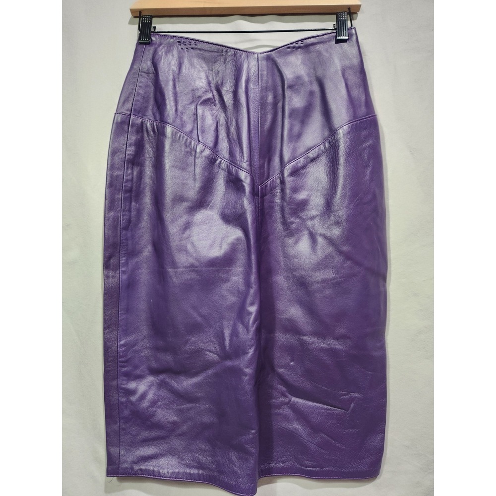NWT Womens Leather‎ Skirt Purple SOFT Lambskin Vintage 80s 90s Pencil Midi Sz 8